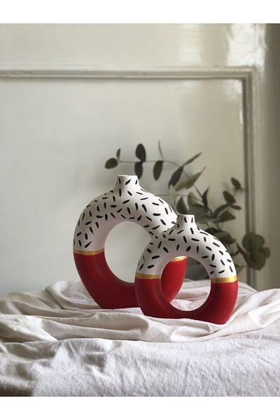 thiramis homeconcept Red Cupcake Ring Vase - 19X17 cm / 15X14 cm