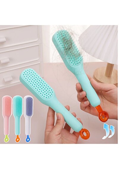 Kitchen Beauty Kendi Kendini Temizleyen Otomatik Tuşlu Saç Tarağı Dolaşık Açıcı Anti-Statik Saç Masaj Fırçası