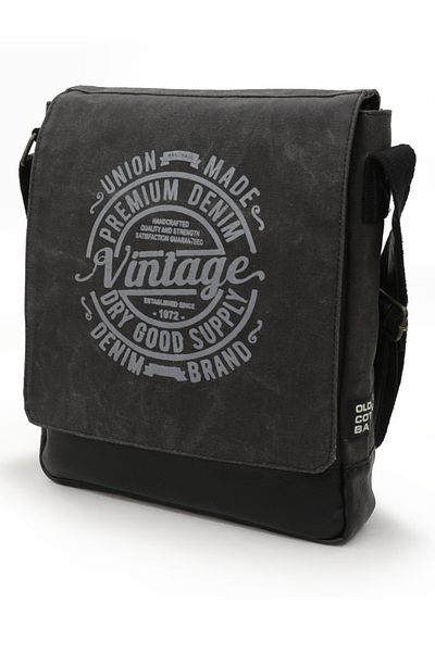 Old Cotton 7112 Black Anthracite Waterproof Waxed Canvas Crossbody Messenger Shoulder School Laptop Briefcase