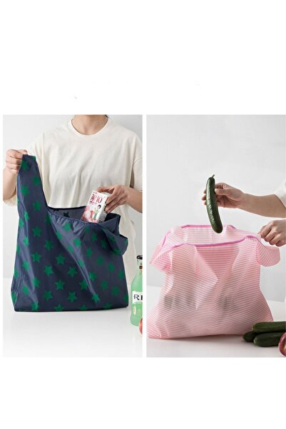 Genel Markalar 34 x 48 Katlanabilir Market Pazar Kamp Plaj Cep Çantası Mavi