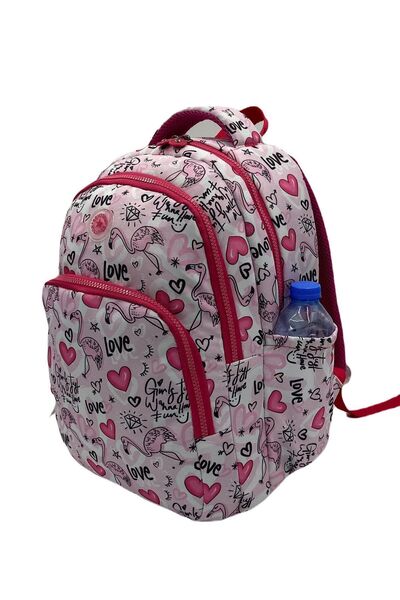 Bevitton Flamingo Patterned Set of 2 Girls' Primary School Bag First School Bag 4545