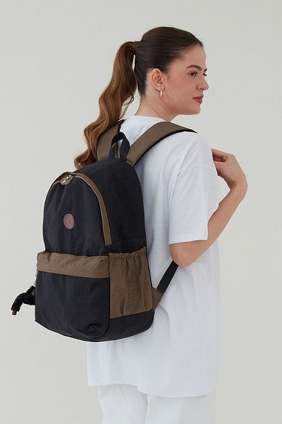 Rosso Collina Unisex Μαύρο αδιάβροχο ύφασμα Crinkle Casual σακίδιο ταξιδιού και σχολική τσάντα BERGAMO