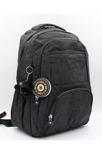 Bevitton Daily Crinkle Fabric Unisex Backpack 2000 Black