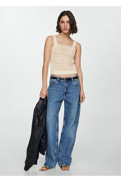 MANGO Woman Crochet Blouse with Straps
