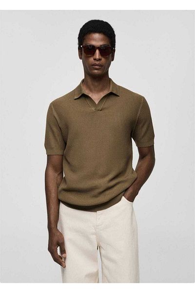 MANGO Man Poloshirt aus gerippter Baumwolle