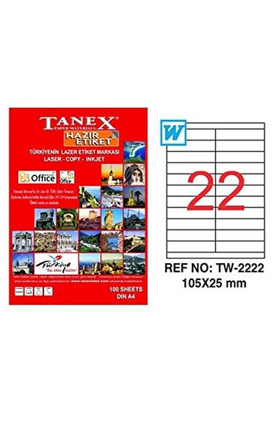 Tanex 105X25 Laser Label - 100 Yp, Laser-Copy-Inkjet Tw-2222