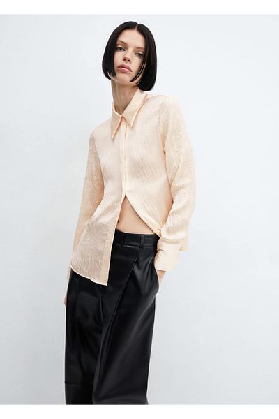 MANGO Woman Satin Textured Stylish Shirt