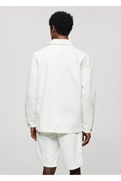 MANGO Man 100% Cotton Pocketed Shirt Jacket