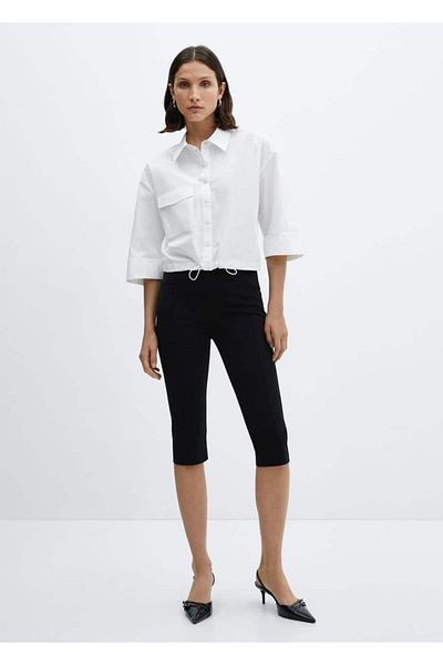 MANGO Woman Baumwollhemd mit verstellbarem Saum