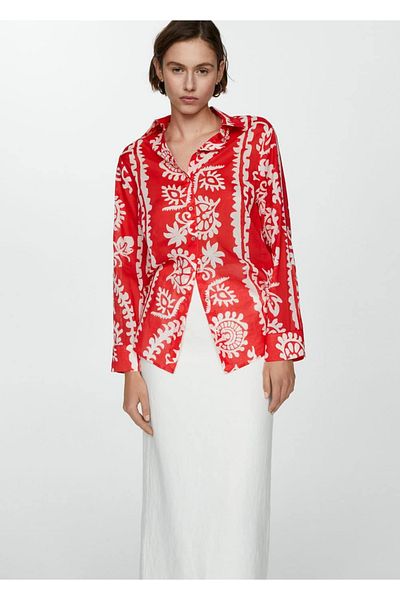 MANGO Woman Wide cut printed shirt