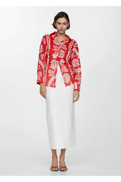 MANGO Woman Wide cut printed shirt