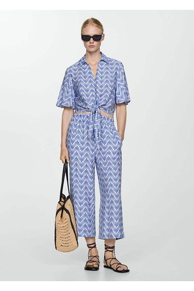 MANGO Woman Patterned trousers with straight cut