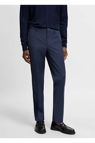 MANGO Man Παντελόνι από ύφασμα Super Slim Fit με σχέδιο