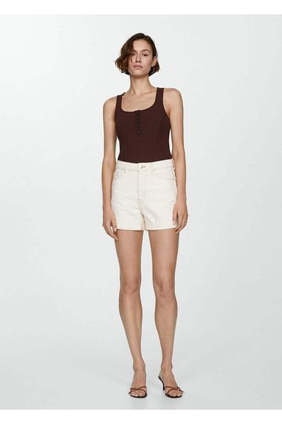 MANGO Woman High-waisted denim shorts