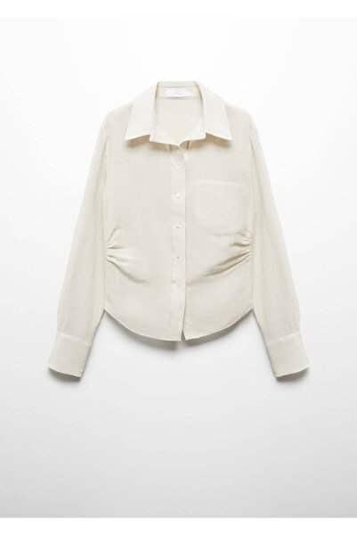 MANGO Woman Drape detaylı keten gömlek