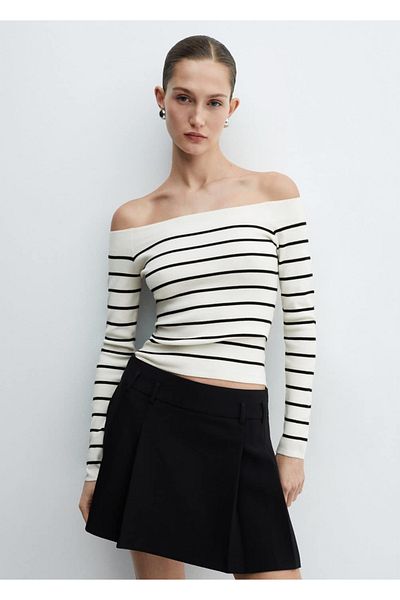 MANGO Woman Knitwear Sweater - Off-the-Shoulder Design
