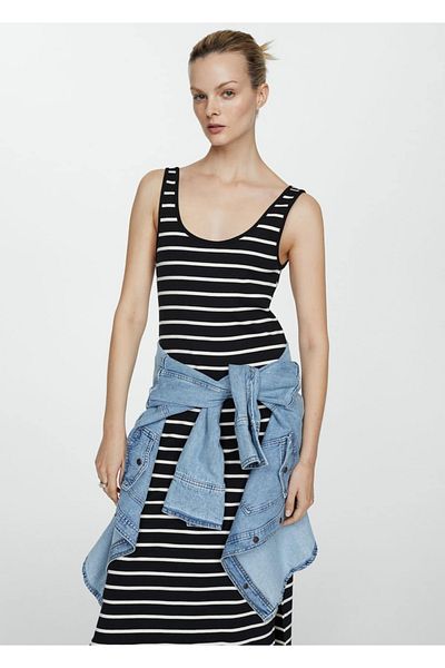 MANGO Woman Cut-Out Striped Dress