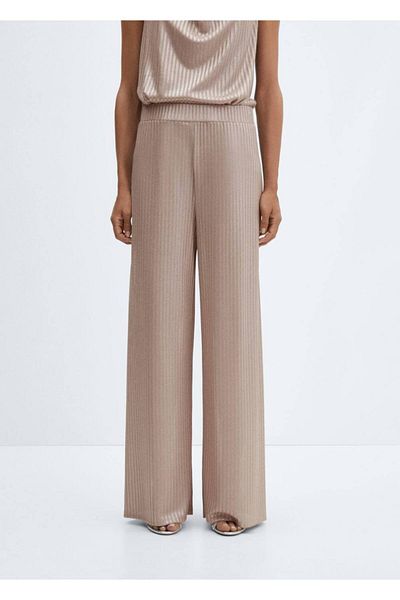 MANGO Woman Elastic waistband wideleg pants