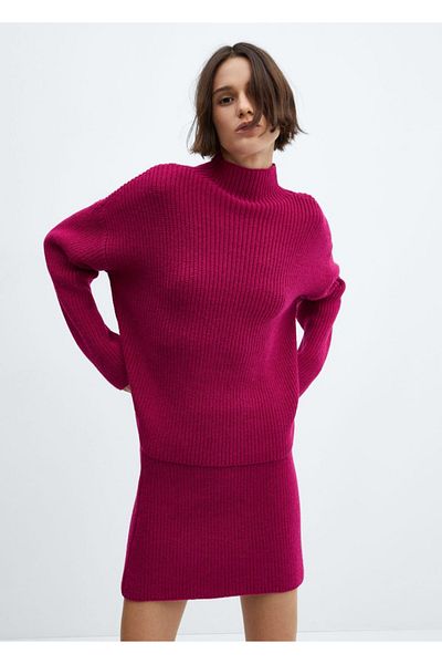 MANGO Woman Pulover tricotat cu gât rotic