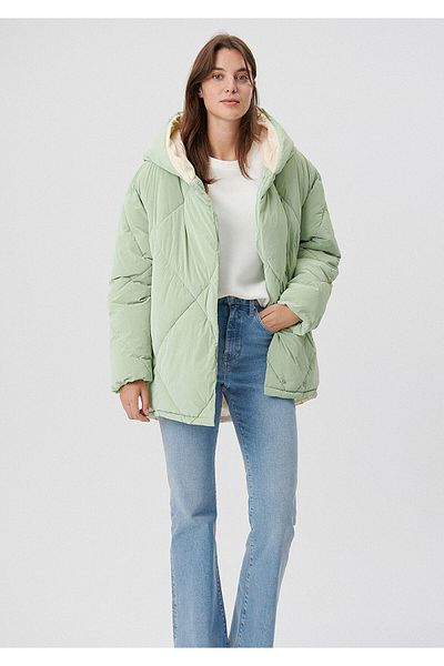 Mavi Jachetă puf verde matlasată cu glugă 1110087-71471