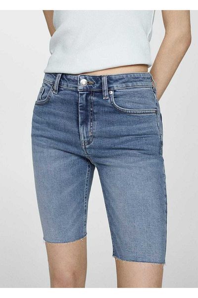 MANGO Woman Pantaloni scurți din denim Bermude Slim Fit