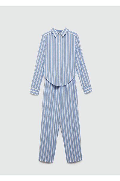 MANGO Woman Çizgili gömlek tulum