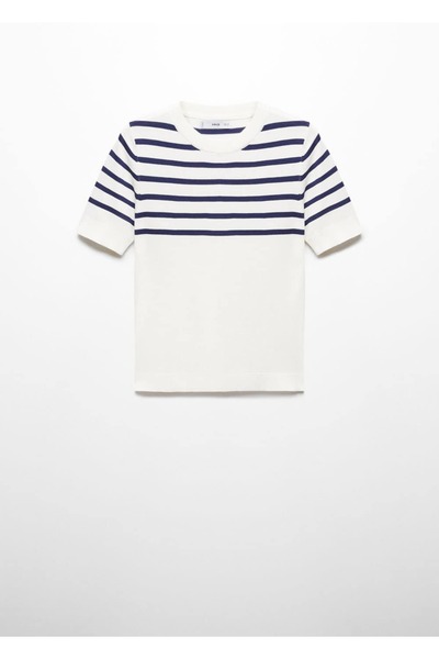 MANGO Woman Çizgili kısa kollu kazak