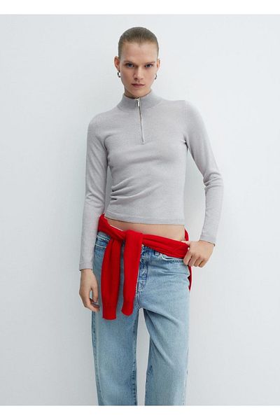MANGO Woman Tricotaj Pulover cu fermoar