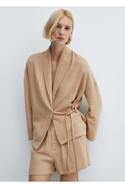 MANGO Woman Βαμβακερό σορτς πιτζάμα από τούλι
