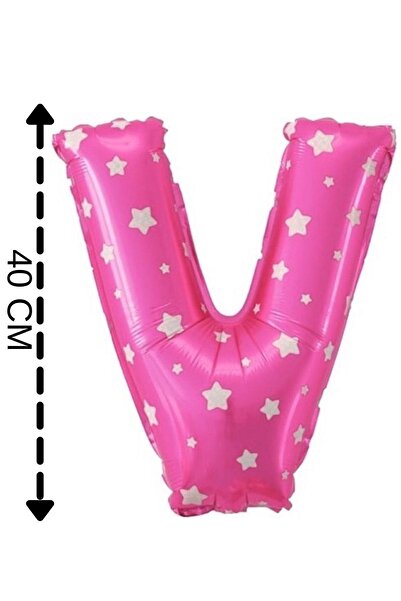 ELGALA بالون فويل حرف V هيليوم 40 سم لون وردي