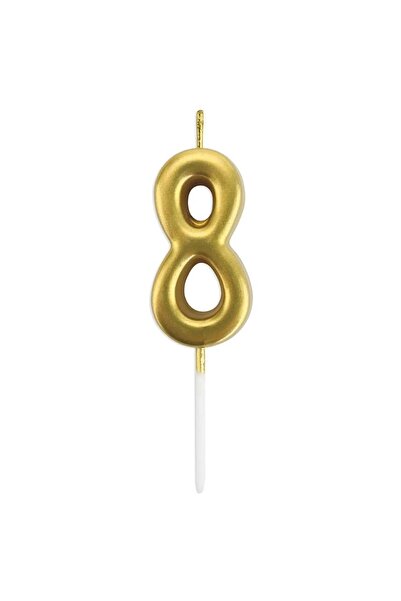 Huzur Party Store 8 Yaş Gold Rakam Mum Altın Renk Doğum Günü Pasta Mumu Yaş M...