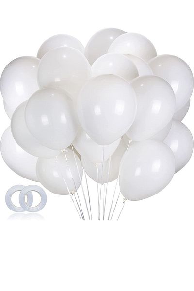 ELGALA Balloon Shiny Metallic Helium Balloon 10 Pieces White Color