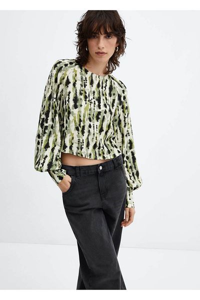 MANGO Woman Detailní blůza se vzorovanou kravatou