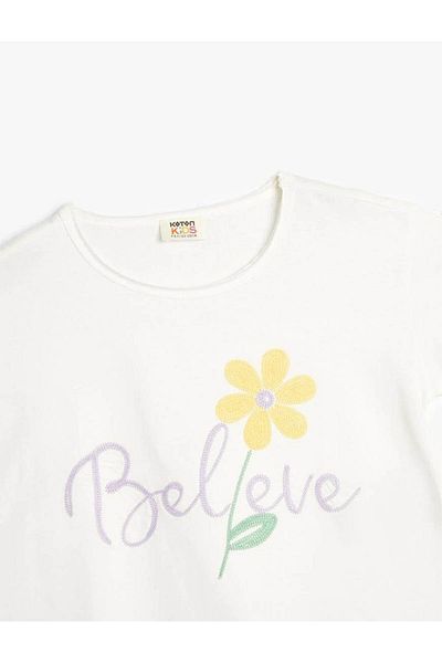 Koton T-shirt dziewczęcy Biały 4skg10223ak