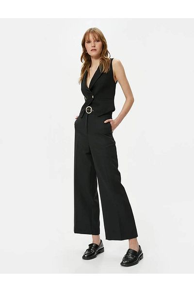 Koton Women's Fabric Trousers Black 4sak40047uw