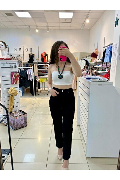 WODDİ العلامة التجارية Zra Ultra High Waist Mom Fit Jean-أسود