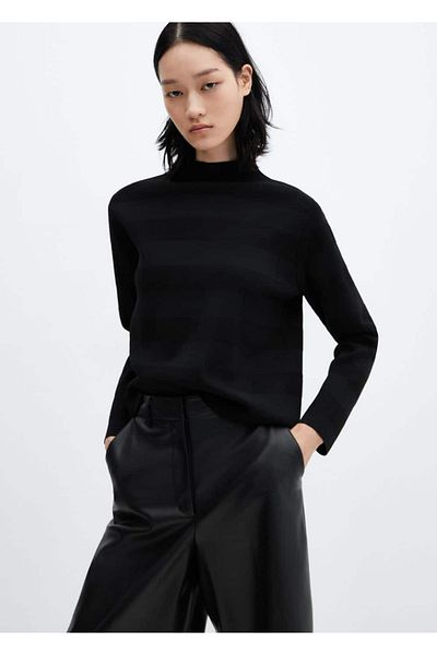 MANGO Woman Perkins Collar Cut Sweater
