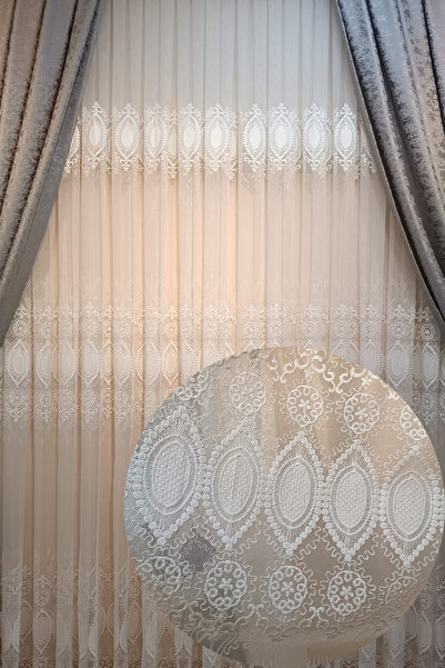 Özgün Home Üst Kalite Nakışlı Tül Perde (Sık 1x3 Pile)