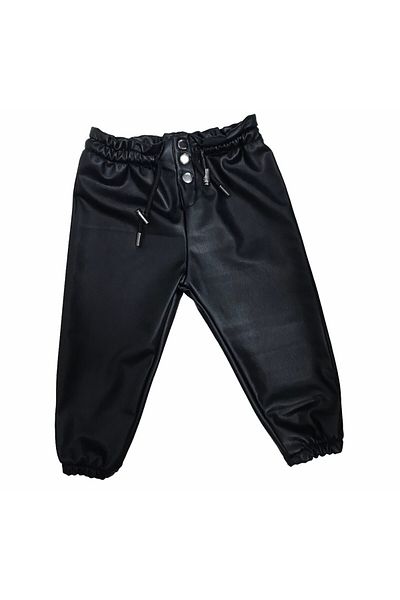 Divonette Pants Leather Black with Elastic Legs