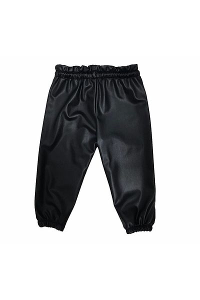 Divonette Pants Leather Black with Elastic Legs