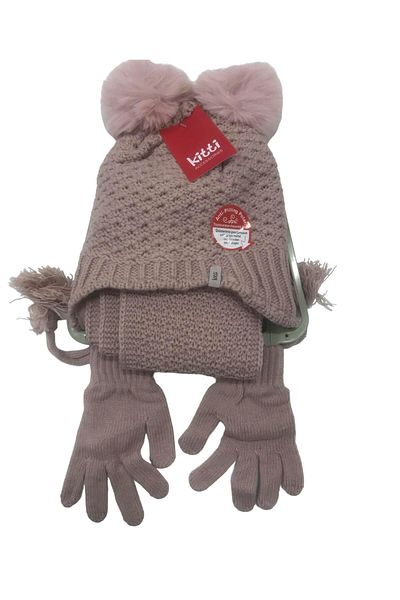 Kitti Gloves Scarf Beanie Set Powder 4-8 Years