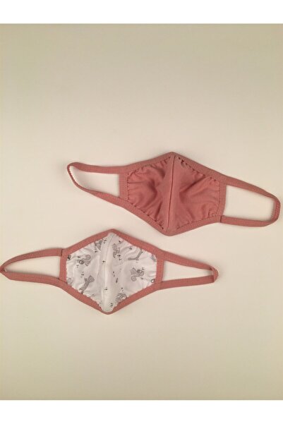 Bibaby Organik Maske 2li Sincaplı Beyaz - Pembe