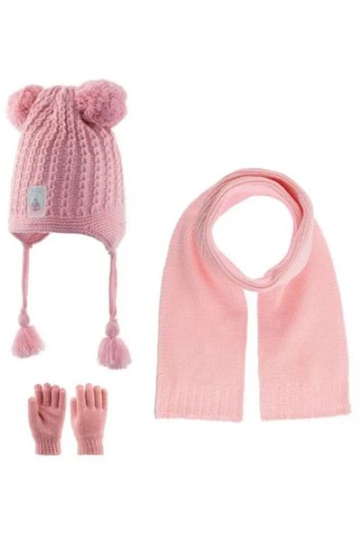 Kitti Gloves Scarf Beanie Set Pink 4-8 Years