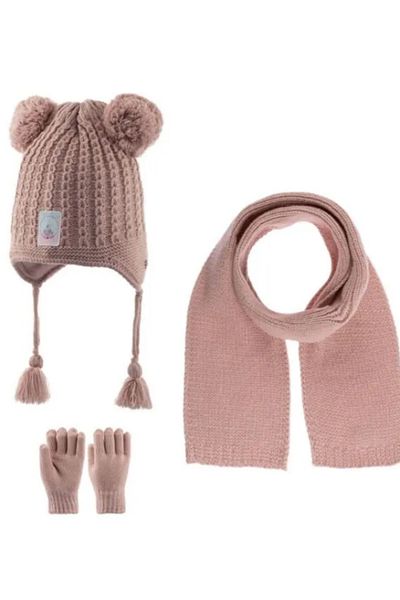 Kitti 4-8 Years Scarf Beanie Gloves Set - Powder 2317004