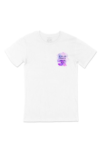 Cix Tricou alb dacă poți visa cu logo-ul de buzunar