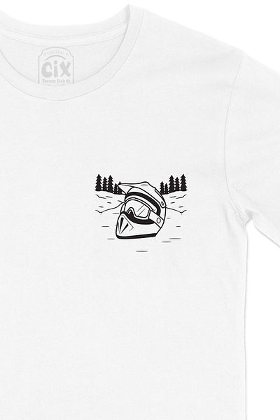 Cix Tricou alb cu logo-ul de buzunar pentru ochelari de schi