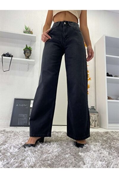 WODDİ Penolope Γυναικεία Μαύρα Cool Palazzo Ισπανικά τζιν παντελόνια με φαρδύ...