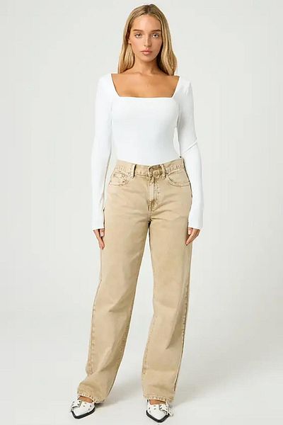 Seeh White Square Collar Long Sleeve Women's Body Sh202