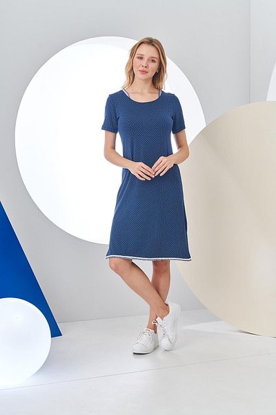 PJS 24198 Rochie de damă cu mâneci scurte cu buline