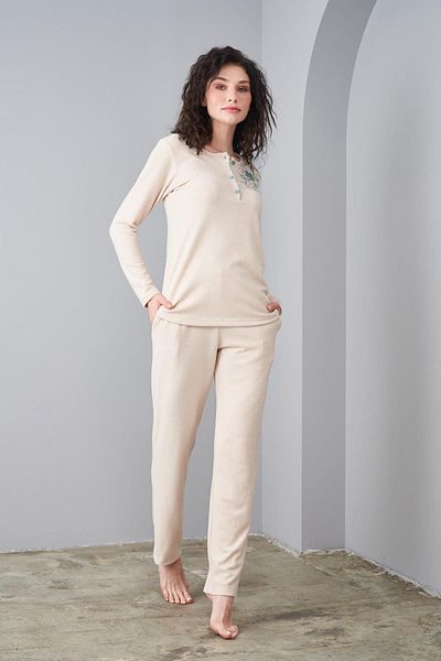 PJS 24567 Women's Soft Pajama Set with Placket